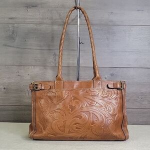 Patricia Nash Brown Tooled Leather Shoulder Bag